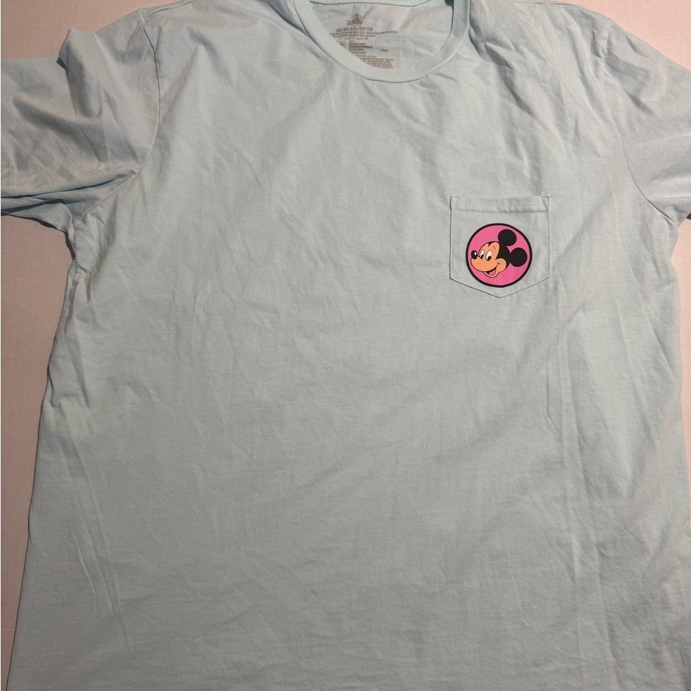 Disney Mickey Mouse Character Tee, Light Blue Pocket T-Shirt, XXL‎ #1005 - Picture 3 of 7